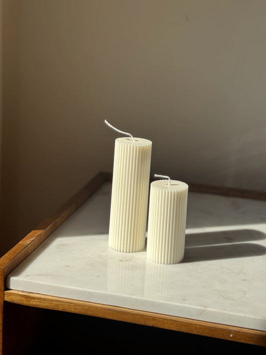 Ribbed Pillar Candle