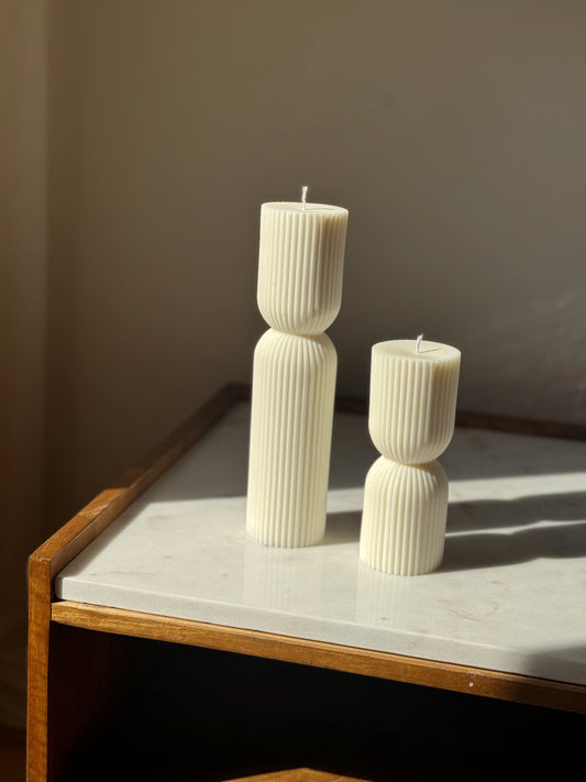 Hourglass Ribbed Pillar Candle