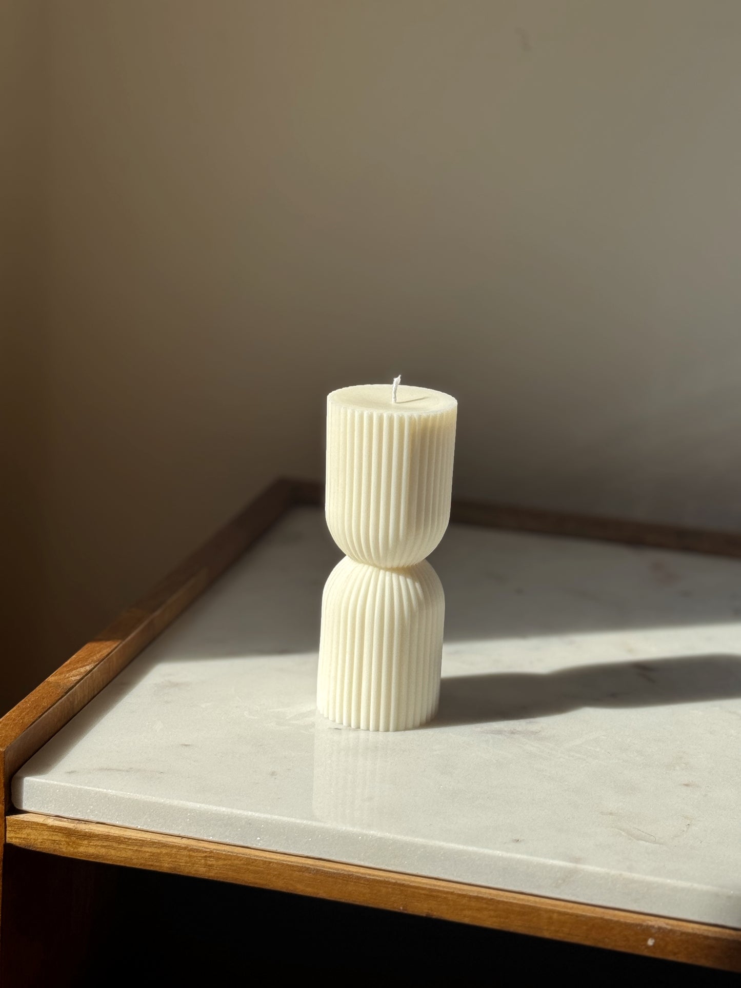 Hourglass Ribbed Pillar Candle