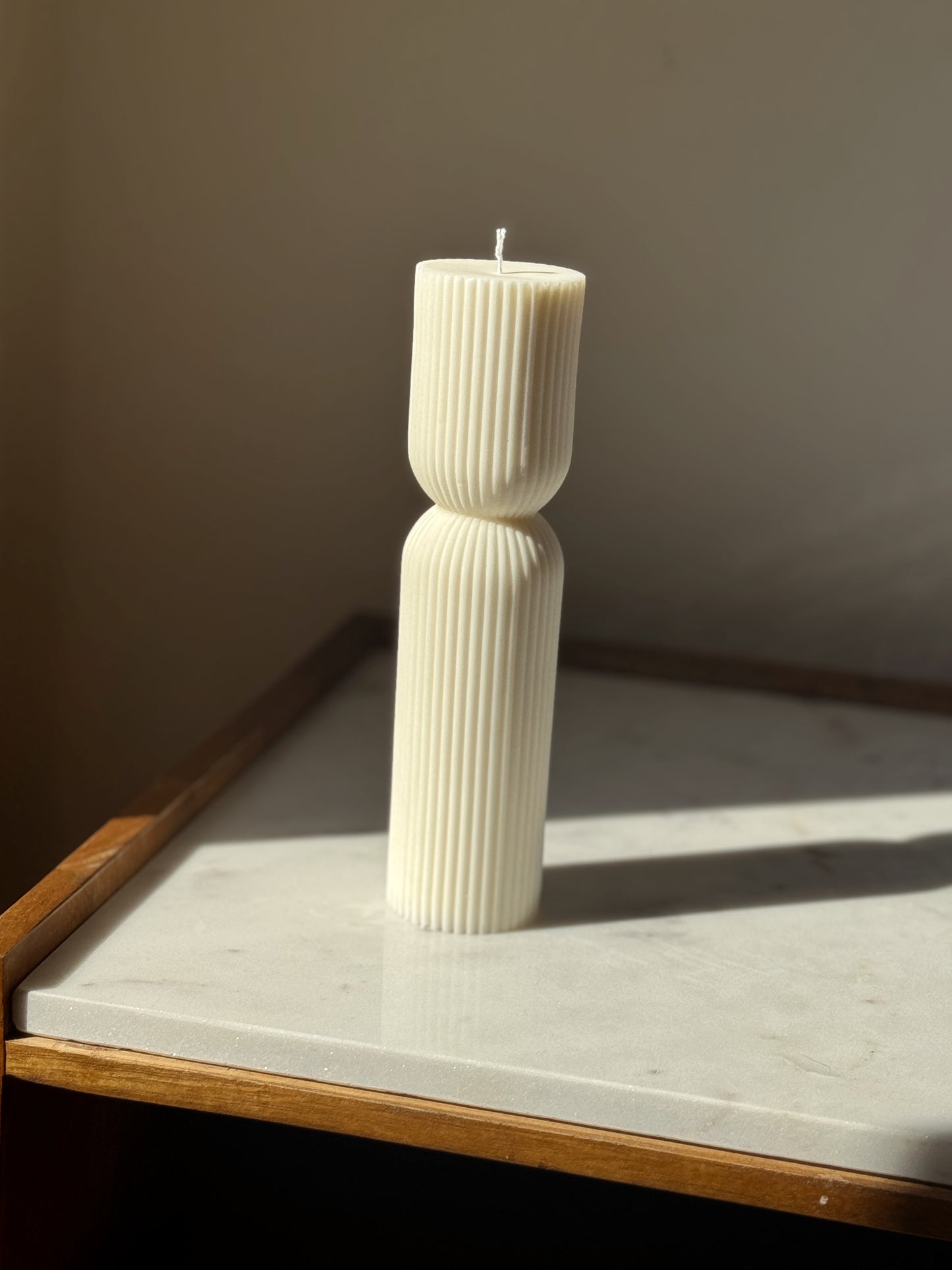 Hourglass Ribbed Pillar Candle